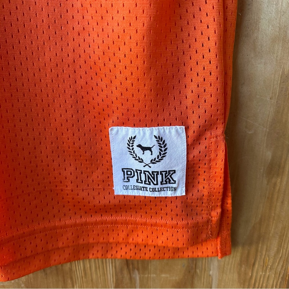 PINK Victoria's Secret Orange Mesh V-Neck Jersey with Black Logo - Picture 6 of 7